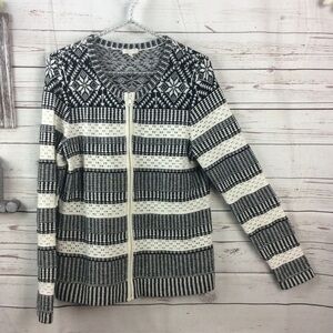 Talbots factory fair isle zip up cardigan M